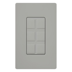 LUTRON ELECTRONICS CA6PFGR Marco de 6 puertos color gris para conectores snap-in de red fibra coaxial y telefonia linea Claro incluye 6 insertos ciegos; placa de pared se vende por separado