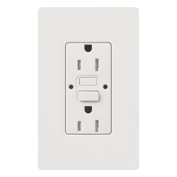LUTRON ELECTRONICS CAR15GFSTWHS Tomacorriente duplex GFCI autocomprobable de 15 A y 125 V resistente a manipulaciones con indicadores LED de estado y cara estilo decorador color blanco