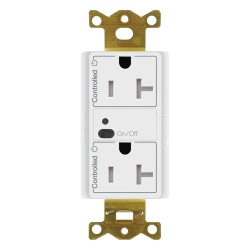 LUTRON ELECTRONICS CAR2S20STRWH Receptaculo inalambrico de 20 A tipo split con un contacto controlado y uno de alimentacion continua tecnologia Clear Connect para sistema Vive de Lutron color blanco