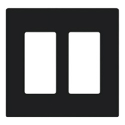 LUTRON ELECTRONICS CW2BL Placa de pared Claro de 2 espacios sin tornillos visibles acabado negro brillante para atenuadores apagadores y controles Pico de Lutron