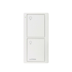 LUTRON ELECTRONICS PJ22BTSWL01 Control remoto inalambrico Pico de 2 botones para encender y apagar compatible con Caseta RA2 y RadioRA2