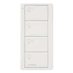 LUTRON ELECTRONICS PJ24BGWHL21 Control remoto inalambrico Pico de 4 botones para encender y apagar 2 grupos de luces bateria de 10 anos para Caseta Wireless RA2 Select RadioRA y HomeWorks