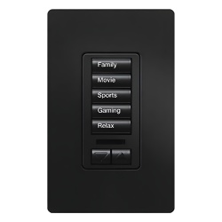 LUTRON ELECTRONICS RRDW5BRLMN Teclado de pared para RadioRA 2 con 5 botones programables y par de botones subir/bajar retroiluminado y grabable para control de iluminacion y cortinas color Midnight