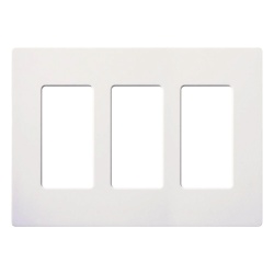 LUTRON ELECTRONICS SC-3-SW Placa de pared de 3 espacios sin tornillos visibles en acabado Snow satinado compatible con atenuadores e interruptores Lutron Maestro Diva Claro y controles Pico