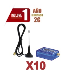 M2M SERVICES KIT10MINI012G KIt de 10 Comunicadores de Alarma MINI012G con Antena 2G / Incluyen 1 Ano de Cobertura / Aplicacion Gratuita / Cero Configuracion / Compatible Honeywell/DSC/CROW/PIMA