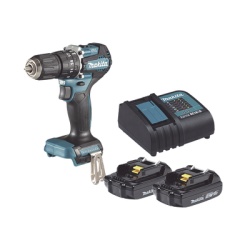 MAKITA DHP487SYX2 Rotomartillo/Taladro Inalambrico SIN CARBONES Broquero de 1/2" 1 700 RPM 18V Torque: 42 N.m C/2 Bat. (1.5Ah) y Cargador.