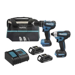 MAKITA DLX-2416-YX2 Kit de Rotomartillo Atornillador DHP485Z + Atornillador de Impacto DTD157Z incluye 2 Baterias BL1815N 1 Cargador DC18SD y Maleta de lona.