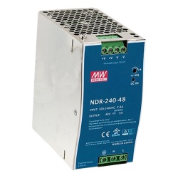 MEANWELL NDR24048 Fuente de Poder Industrial de 240W salida 48Vcc 5A para montaje Riel Din