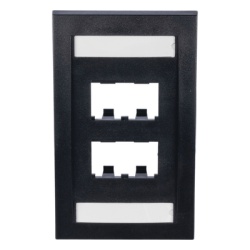 PANDUIT CFPE4BLY Placa de Pared Vertical Ejecutiva Salida de 4 Puertos Mini-Com Con Espacios Para Etiquetas Color Negro