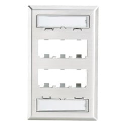 PANDUIT CFPL6SY Placa de Pared Vertical de Acero Inoxidable Salida Para 6 Puertos Mini-Com Con Espacios Para Etiquetas