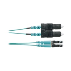 PANDUIT FZ2ERLNSNSNM002 Jumper de Fibra Optica Multimodo 50/125 OM4 LC-SC Duplex OFNR (Riser) Color Aqua 2 Metros (6.56 Pies)