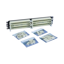 PANDUIT P110B1005R2Y Kit Panel de Conexion con 2 Bases de 100 Pares Categoria 5e Incluye 40 Bloques de Conexion de 5 Pares y Etiquetas 19 Pulgadas (48.26 cm) 2 UR