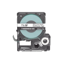 PANDUIT T100X000BSM-WH Casete de Etiquetas de Poliester de Cinta Continua Color Blanco Sobre Verde Uso Interior/Exterior 24 mm (0.94 Pulgadas) de Ancho x 9.1 Metros (29.86 Pies) de Largo