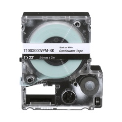 PANDUIT T100X000VPM-BK Casete de Etiquetas de Vinilo de Cinta Continua Color Negro Sobre Blanco Uso Interior/Exterior 24 mm (0.94 Pulgadas) de Ancho x 7.6 Metros (24.93 Pies) de Largo