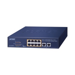 PLANET GSD-1008HP Switch de Escritorio No Administrable / 8 Puertos 10/100/1000T PoE+ 802.3at / 2 Puertos Uplink 10/100/1000T / Presupuesto PoE 120 Watts / Modos Estandar VLAN y Extend / Distancia Ext