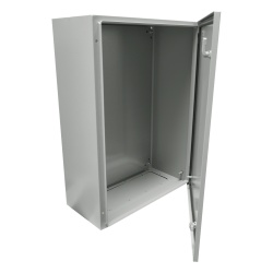 PRECISION PST-4060-20A Gabinete de Acero IP66 Uso en Intemperie (400 x 600 x 200 mm) con Placa Trasera Interior Metalica y Compuerta Inferior Atornillable (Incluye Chapa y Llave).