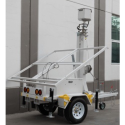 PRECISION PST-VTS-2P Traila / Remolque con Mastil Retractil de 7.5 m. para Videovigilancia o Iluminacion con capacidad para Instalar Modulos Solares y Baterias (No incluidos)