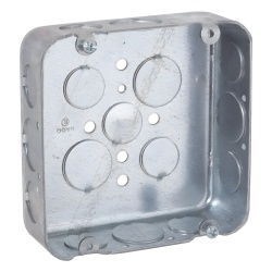 RACO HUB-247 Caja Cuadrada 4 11/16"/ Profundidad 1 1/2"/ 11 Entradas 1/2" 6 Entradas 3/4"/ Troquelada.