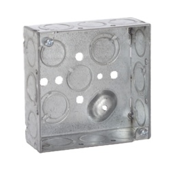 RACO HUB189 Caja Cuadrada 4 x 4"/Profundidad 1- 1/2"/ 10 Entradas de 1/2" y 6 TKO (1/2"-3/4").