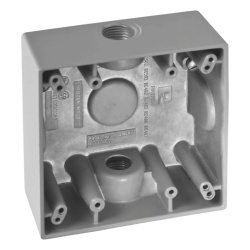 RAWELT RC-0483-M Caja Cuadra de 3/4" a Prueba de Intemperie/ Cuenta con 2 salidas / Con Orejas para Montaje.
