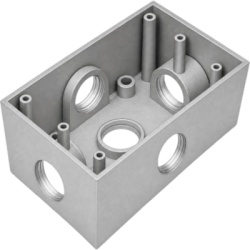 RAWELT RR-2748 Caja Condulet FS de 1" (25.4 mm) con cinco bocas a prueba de intemperie.