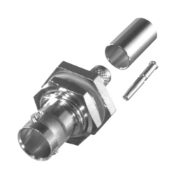 RF INDUSTRIES LTD RFB-1717-S Conector BNC Hembra para Chasis en D-Plano con Aro de Goma Anillo Plegable para RG-179/U Grupo S 75 Ohm Niquel/ Oro/ Teflon.
