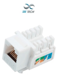SBE TECH SBT1610008 SBE TECH 2302WT- Modulo jack keystone RJ45 8 hilos CAT 5e compatible con calibres AWG 22-26 color blanco