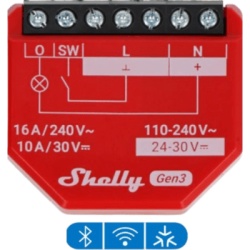 SHELLY SHELLY1PMGEN3 Relevador inalambrico inteligente 16A 110-230 V medicion de consumo compatible con asistente de voz Alexa Google Home