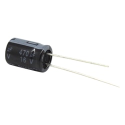Syscom CE470/16V Capacitor Electrolitico de Aluminio Radial de 470 ÂµFd 16 Vcc 105 Â°C 8.0 x 11 mm.