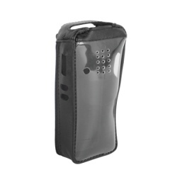 Syscom FSM-TK-2312T Funda Reforzada de Piel con Frente Transparente para Radios TK-2312/ TK3312K.