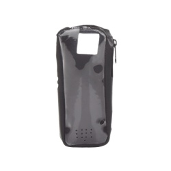 Syscom FSMIC-A25 Funda Reforzada en Piel para Cinto con Cierre y Amplio Visor Frontal Transparente para Radios Aereos IC-A25.