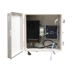 Syscom GABSWAIO Switch para exterior / 8 puertos Gigabit con 4 puertos PoE 802.3at / Proteccion termica 2P 16A Corriente Alterna 400 Vca