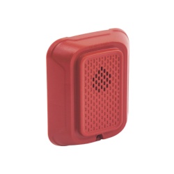 SYSTEM SENSOR HR-L Sirena (bocina) para pared sin lampara estroboscopica color rojo tono y volumen seleccionables 12 o 24 Vcd