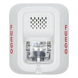 SYSTEM SENSOR P2WL-SP Sirena con Lampara Estroboscopica a 2 Hilos Montaje en Pared Color Blanco Configuracion Estroboscopica Seleccionable y Texto en Espanol Nuevo Diseno Moderno y Elegante y Menor Co