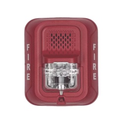 SYSTEM SENSOR P4RL Sirena con lampara estroboscopica de 4 hilos para pared 12 o 24 Vcd candela seleccionable hasta 185 cd texto FIRE color rojo