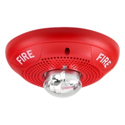 SYSTEM SENSOR SP-SCR Bocina con lampara estroboscopica para montaje en techo uso interior candela seleccionable color rojo