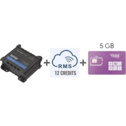 Teltonika RUT901+1YRMS+5GBYOBI Router Teltonika LTE/4G RUT901 + 12 creditos RMS + SIM de YOBI de 5GB por Mes durante un año de servicio (solo datos)