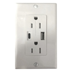 THORSMAN CONTACTHO Contacto Duplex con puertos USB Tipo A y C 15 A 100 - 240 V USB 5 V Incluye la Placa.