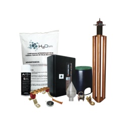 TOTAL GROUND KIT-MASTER-PCD-ENLACES Kit con Punta Pararrayos de Aluminio y Supresor de Picos Clase B con Accesorios de Instalacion.