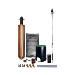 TOTAL GROUND KIT-MASTER-PE09-ALU Kit Pararrayo con Punta Piezoelectrica de Aluminio Contador de Descargas y Accesorios de Instalacion