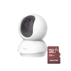 TP-LINK TAPOC200/HS32 Kit de Camara IP Wi-Fi / Incluye 1 Pieza Modelo TAPOC200 / 2 Megapixel / Utiliza La App Tapo / 1 Memoria Micro SD Hiksemi Modelo HS-TF-E1/32G