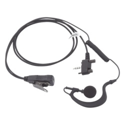 TX-110N-V03 Micrófono de Solapa con Audífono / Cable PU Flexible Retráctil / Reforzado con Kevlar / PTT con Clip / Compatible VX-160/231/400 / Diseño Discreto