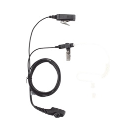 TX-880-H05 Micrófono-Audífono de 2 Hilos / Tubo Acústico Transparente / Grado Médico / PTT Separado / Conector Multipin