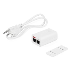 UBIQUITI POE-24-7W-G-WH Adaptador PoE / Gigabit 10/100/1000 Mbps / 24 VDC 0.3 A / Protección ESD / 72 x 45 x 33 mm / Interior