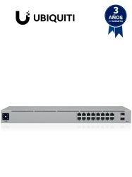 UBIQUITI UBI1850011 UBIQUITI USW-16-POE - Switch Capa 2 de 16 Puertos/ 8 Puertos PoE 802.3af&at y 8 Puertos Gigabit sin PoE/ 2 Puertos 1Gbps SFP/ Presupuesto PoE de Hasta 42W/ Pantalla Informativa