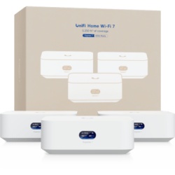 UBIQUITI UX7-3 Sistema Wi-Fi 7 Mesh / 3 Unidades / Cobertura 487 m² (5,250 ft²) / Gateway Cloud con WAN 10GbE / 6 GHz hasta 5.7 Gbps / 300 Clientes