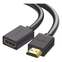 UGREEN 10141 Cable Extensor HDMI de 1 Metro (3.28 Pies) / 4K@60Hz / 3D / HDR / Macho a Hembra / Nucleo de Cobre Estanado / Transmision Estable