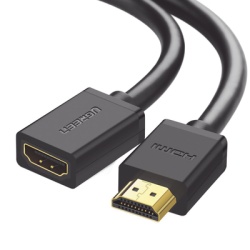 UGREEN 10141 Cable Extensor HDMI de 1 Metro (3.28 Pies) / 4K@60Hz / 3D / HDR / Macho a Hembra / Nucleo de Cobre Estanado / Transmision Estable