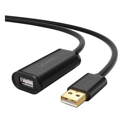 UGREEN 10326 Cable de Extension Activo USB 2.0 / 30 Metros / Macho-Hembra / Booster individual FE1.1S incorporado / Velocidad de hasta 480 Mbps / Ideal para impresoras consolas Webcam etc.
