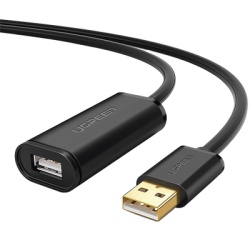 UGREEN 10326 Cable de Extension Activo USB 2.0 / 30 Metros / Macho-Hembra / Booster individual FE1.1S incorporado / Velocidad de hasta 480 Mbps / Ideal para impresoras consolas Webcam etc.
